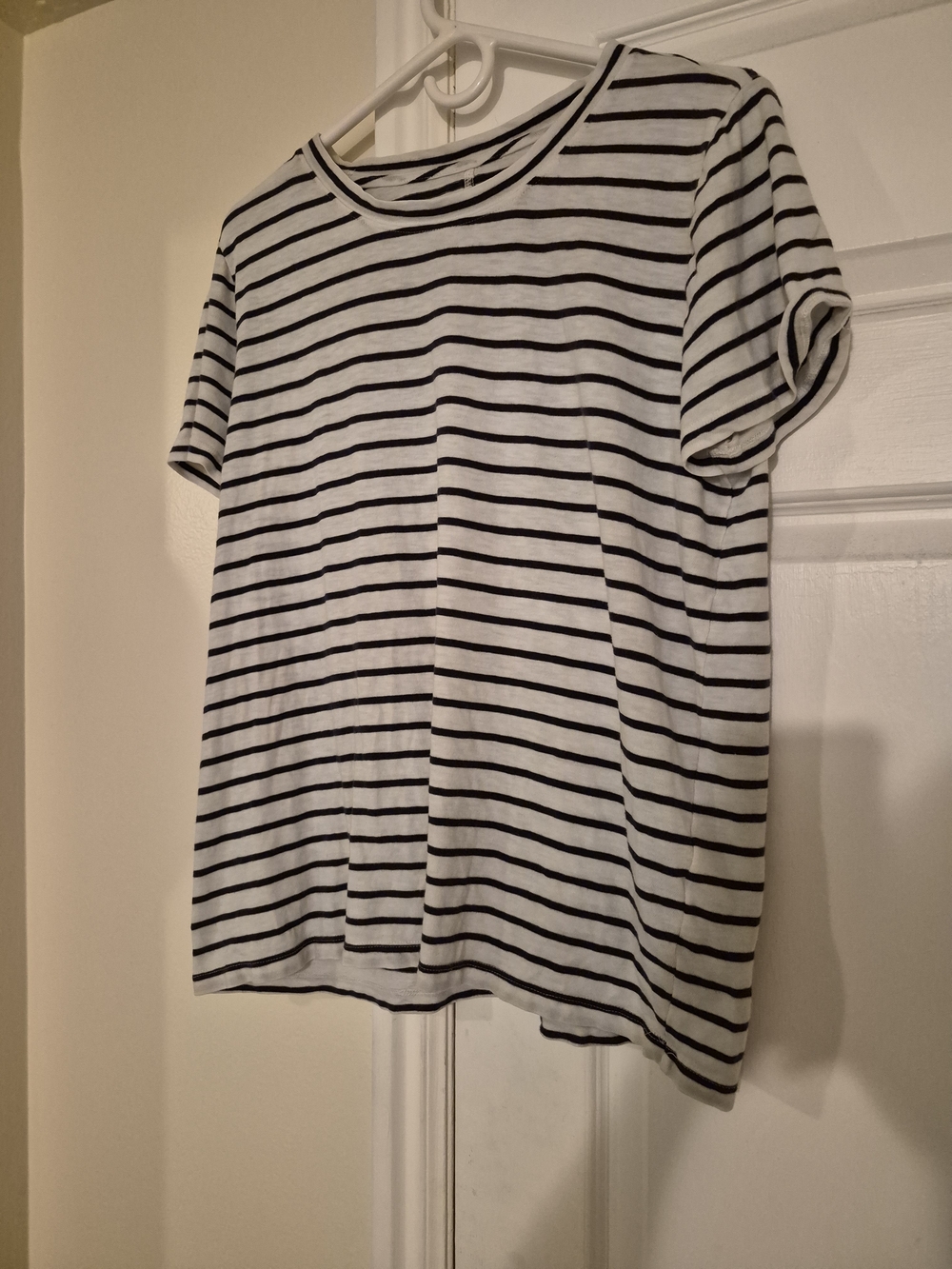 J. Crew Black and White Striped Women's Short Sleeve Tee